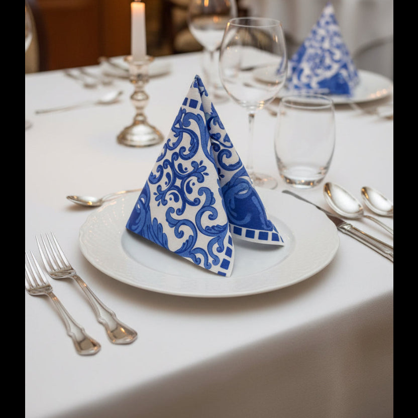 Blue Ornate Napkins 40 × 40 cm Set Of 25