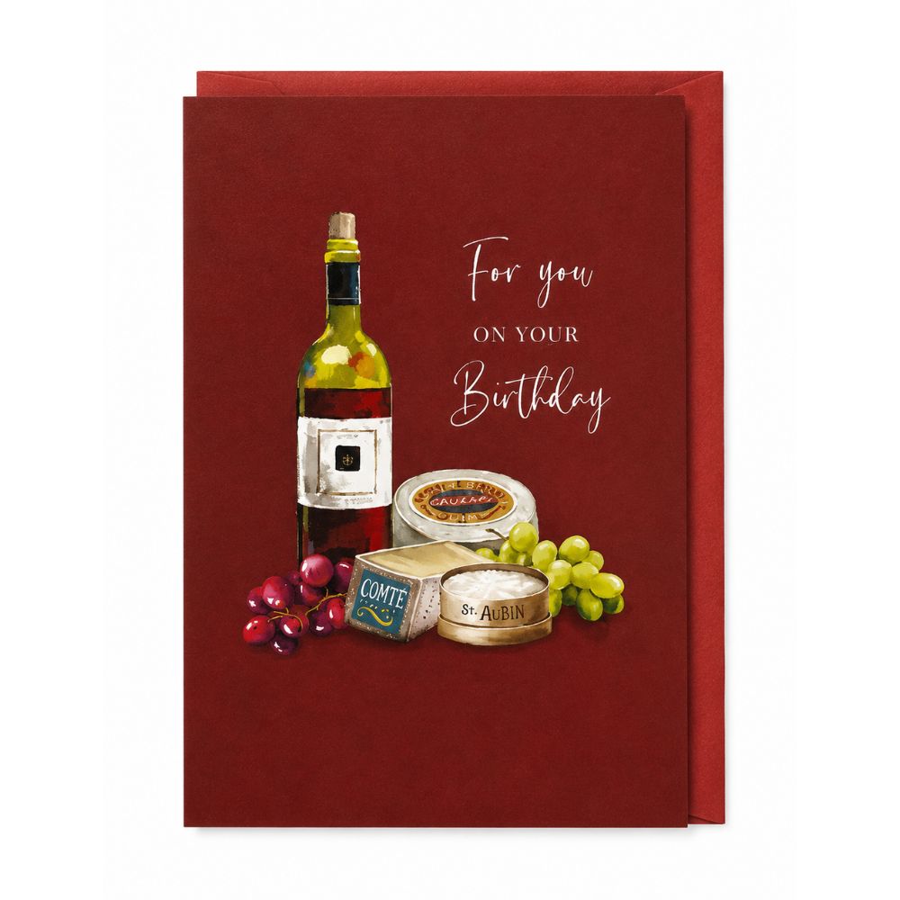 For You Birthday Wine & Cheese Card - Greeting Card