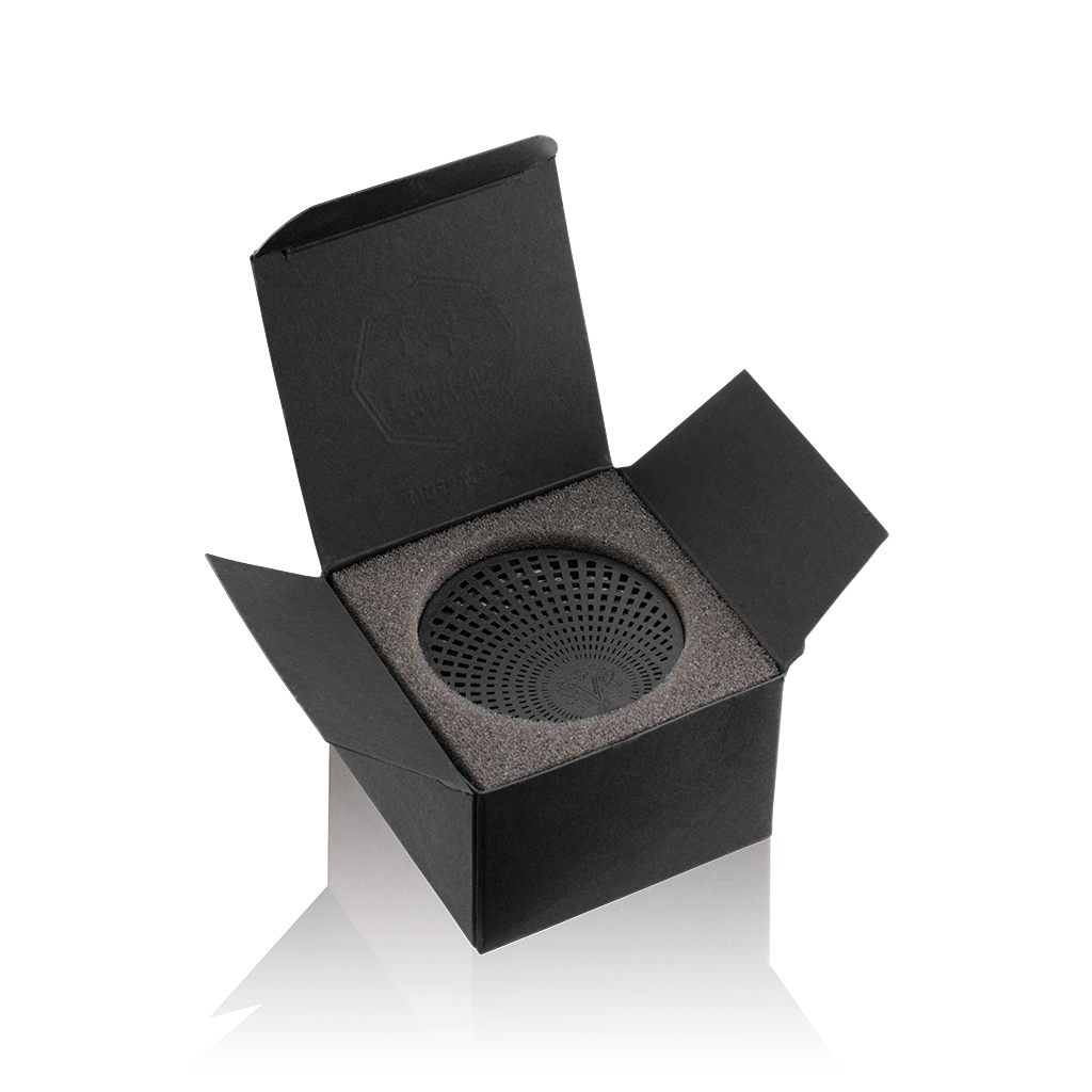 Eclectic Dr Vranjes Peonia Black Jasmine car diffuser refill in a black box with foam insert
