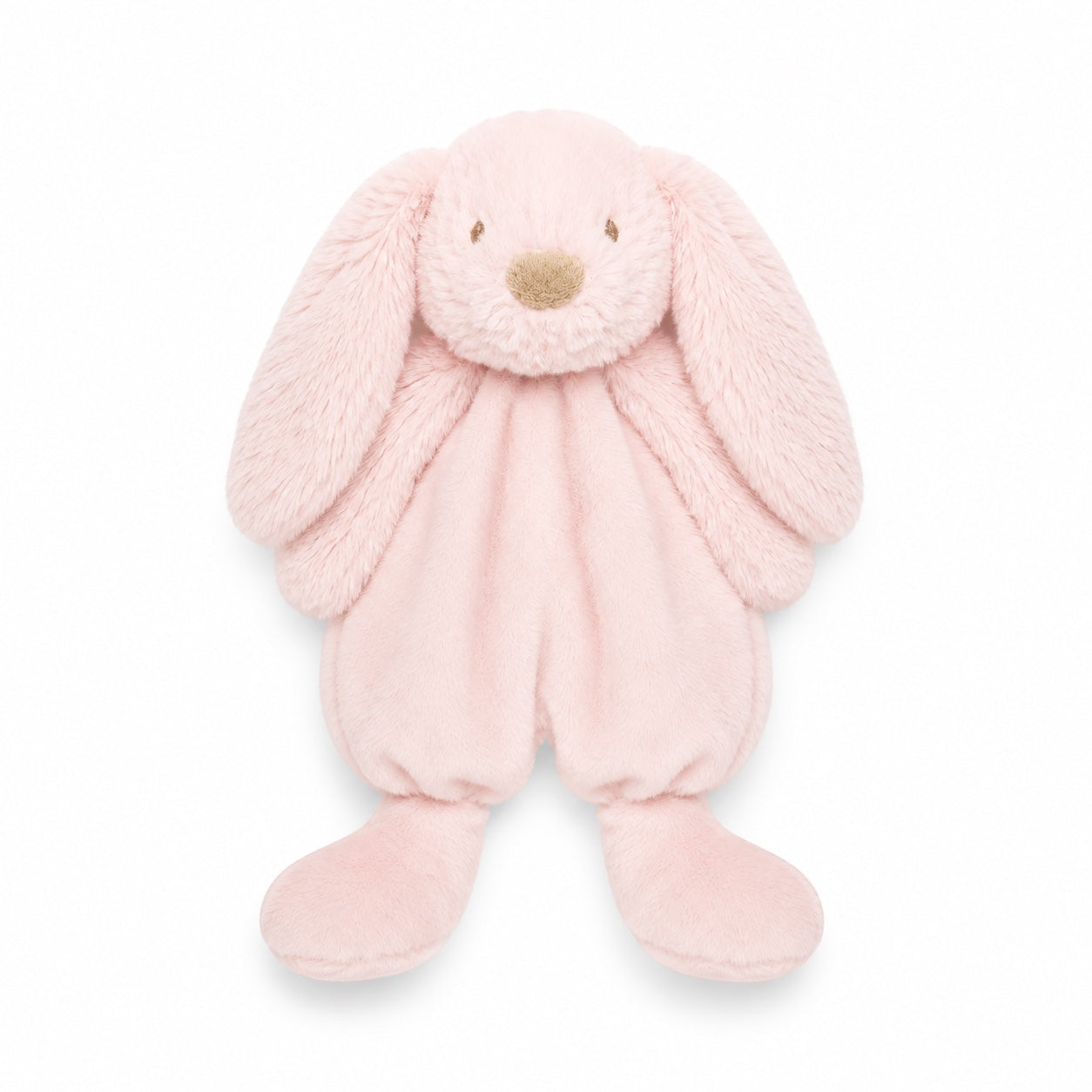 Eclectic Peluche blush pink bunny dou dou comfort toy with soft plush fabric, floppy ears, and a sweet expression.