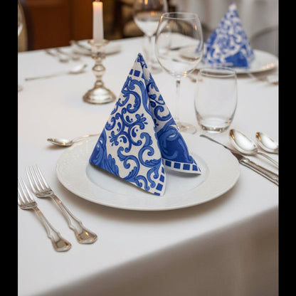 Blue Ornate Napkins 40 × 40 cm Set Of 25