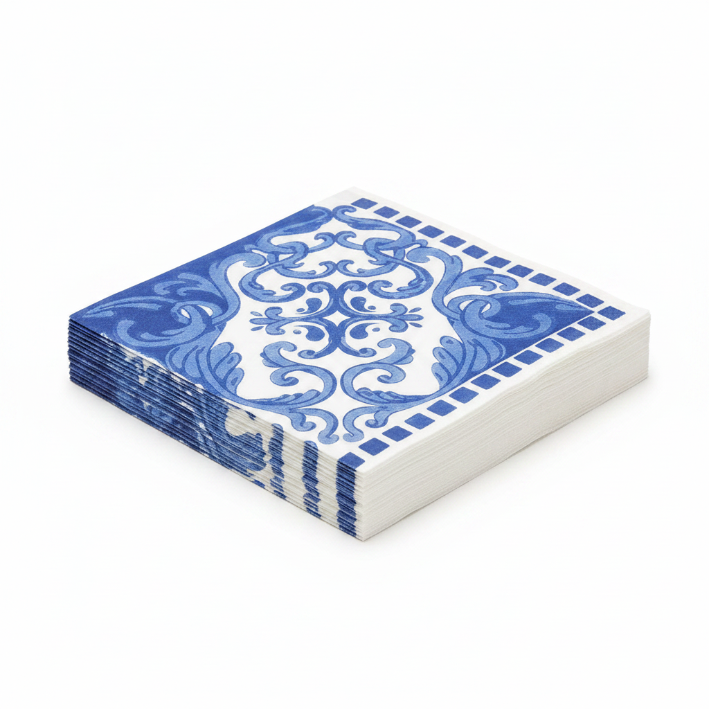 Blue Ornate Napkins 40 × 40 cm Set Of 25
