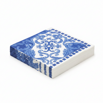 Blue Ornate Napkins 40 × 40 cm Set Of 25