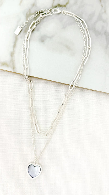 Silver heart pendant necklace - view 2