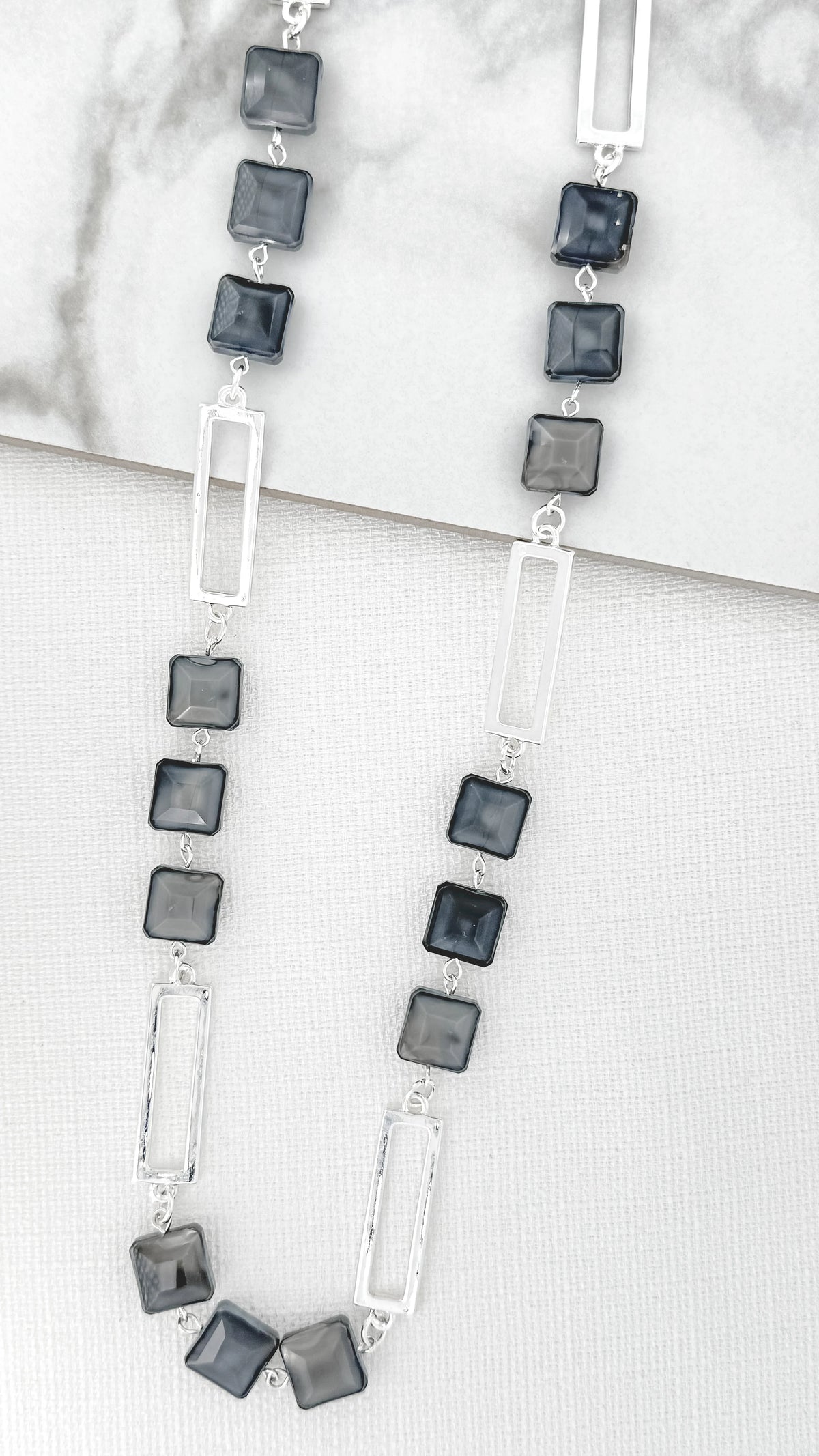 Smoke Square Long Necklace