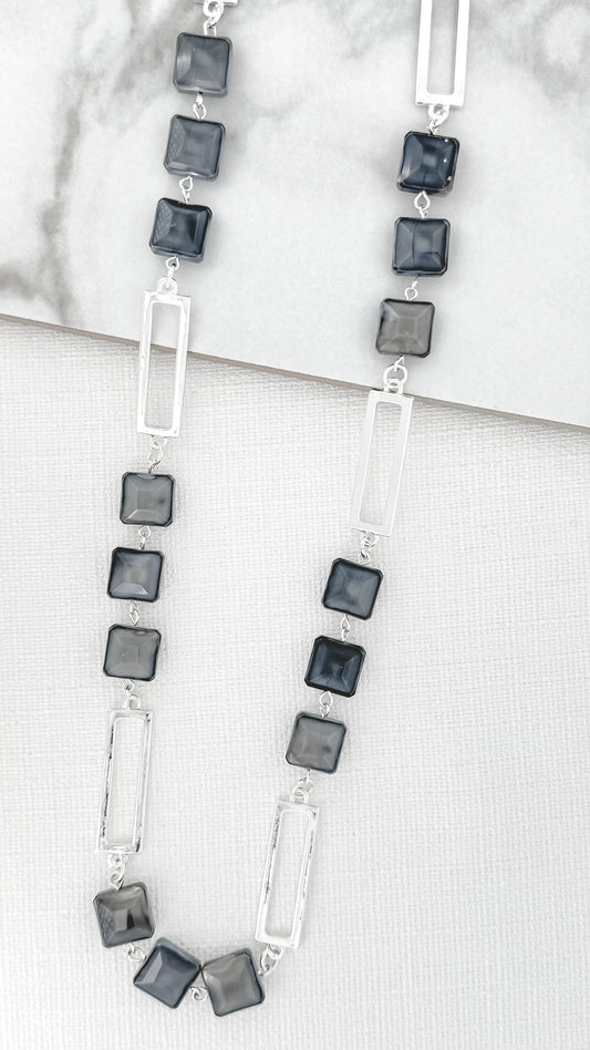 Smoke Square Long Necklace