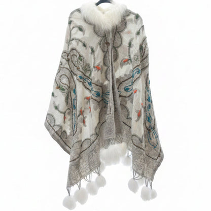 Nepalese Artistic Hand-Embroidered Wool Wrap