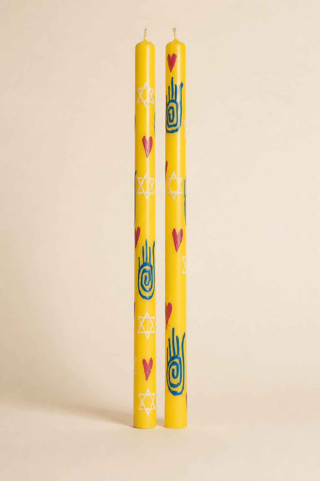 Joy Handpainted dinner candles (set of 2)