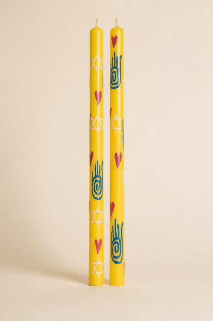 Joy Handpainted dinner candles (set of 2)