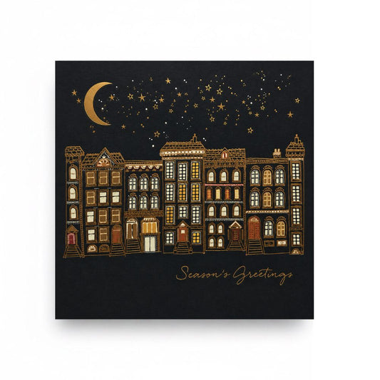 Season's Greetings Townhouse Christmas Card - Greeting Card