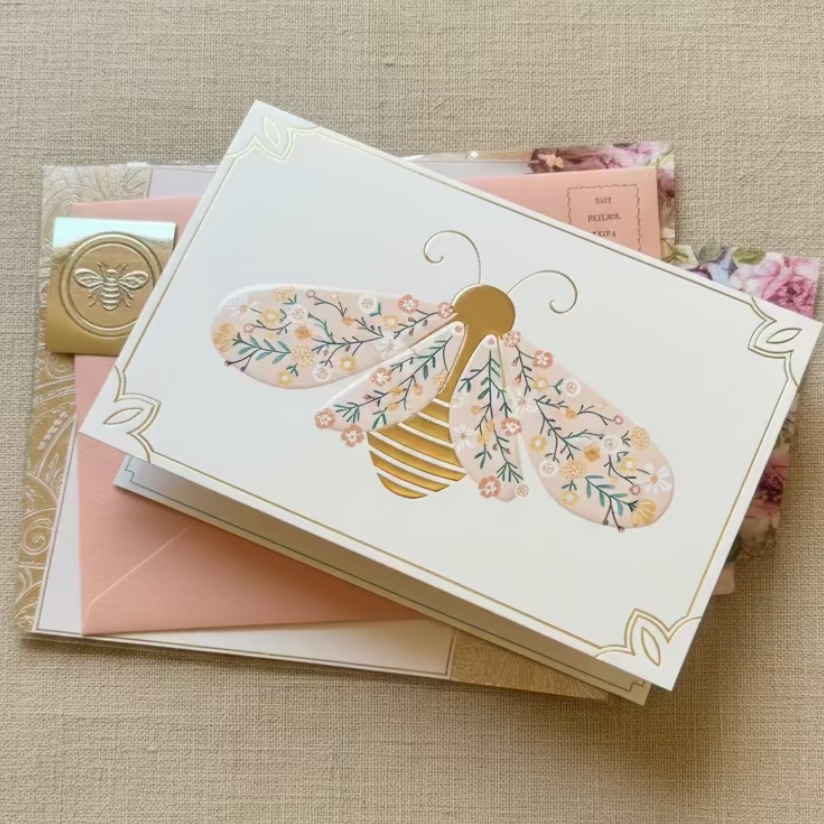 Floral Bee Greeting Card 10 × 15 cm – Martha Stewart