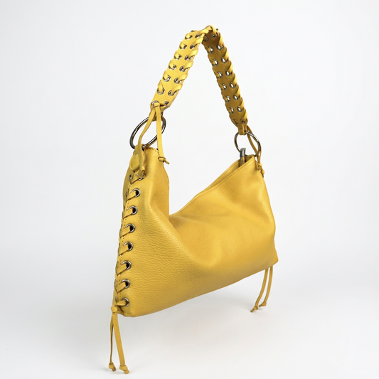 Bellagio Sunshine Yellow Braided Leather Shoulder Bag – The Italian Edit