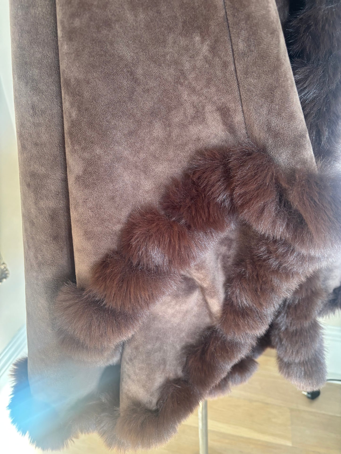 Luxury Chocolate Faux Fur Wrap - Winter Fur Wrap - view 2