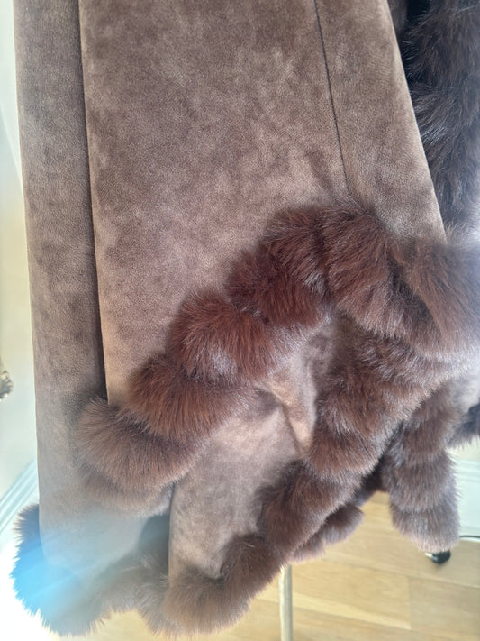 Luxury Chocolate Faux Fur Wrap - Winter Fur Wrap - view 2