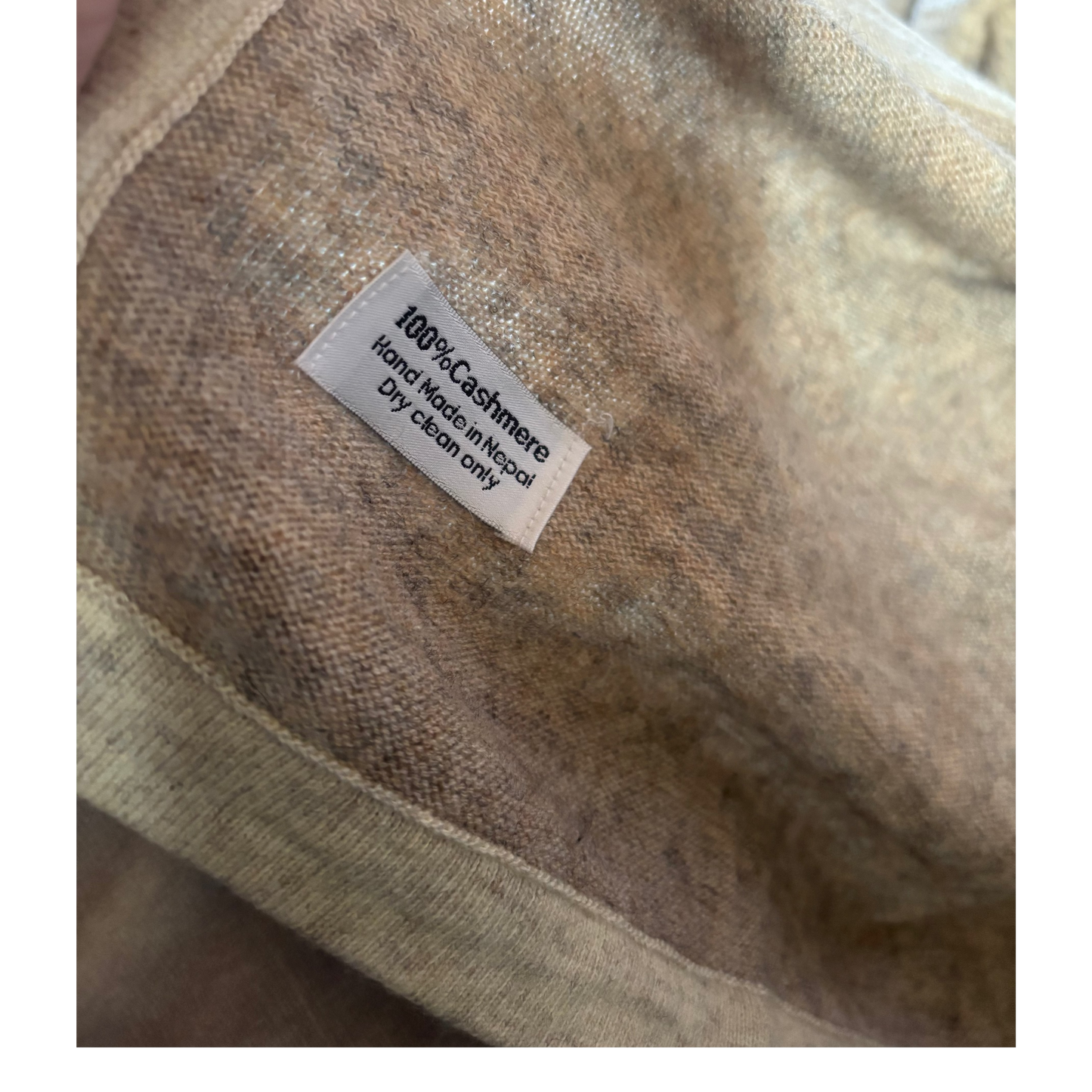 Cashmere Blanket Wrap (Oatmeal With Cream Border) - Cashmere Wrap - view 3