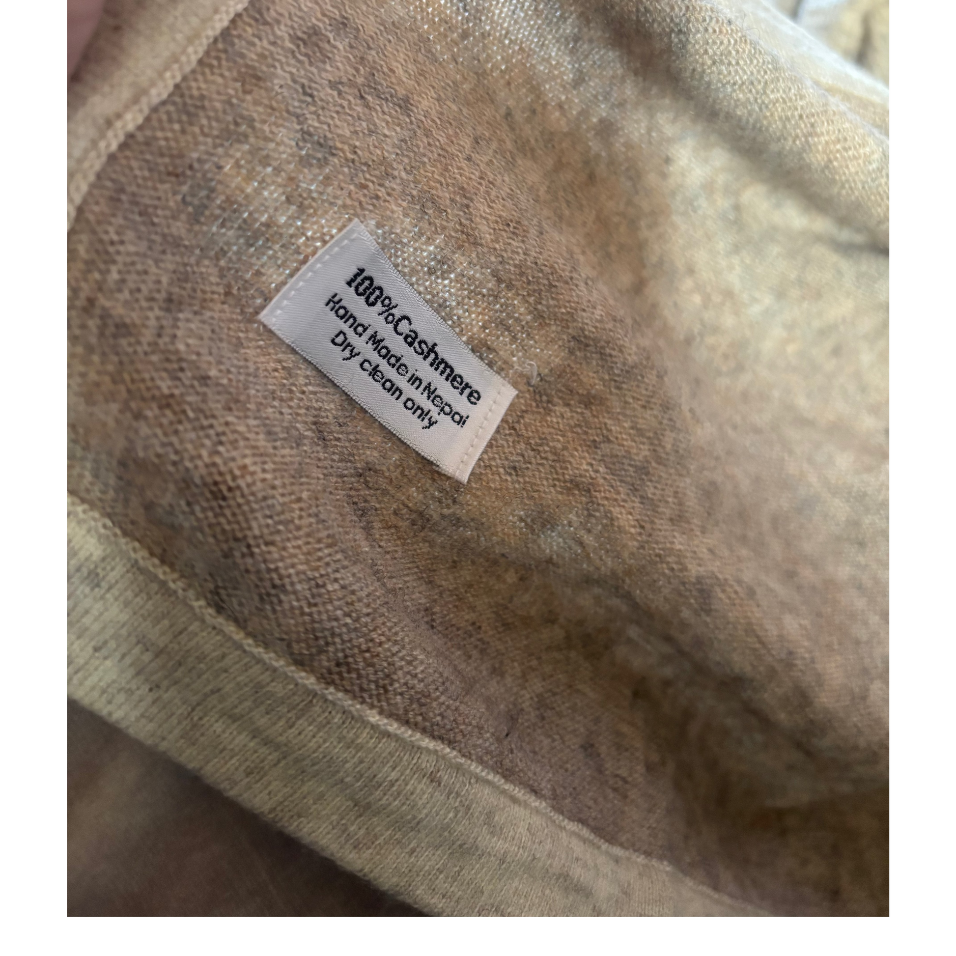 Cashmere Blanket Wrap (Oatmeal With Cream Border) - Cashmere Wrap - view 3