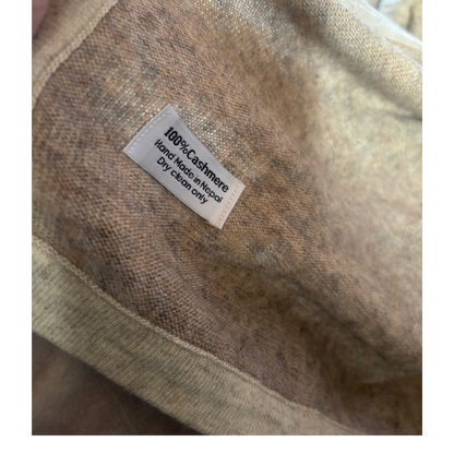 Cashmere Blanket Wrap (Oatmeal With Cream Border) - Cashmere Wrap - view 3