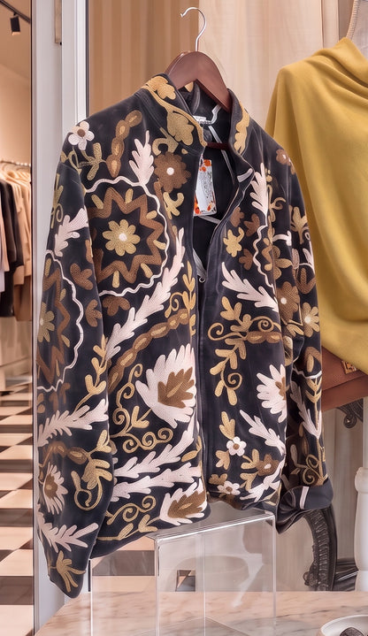 Velvet Suzani Short Embroidered Jacket
