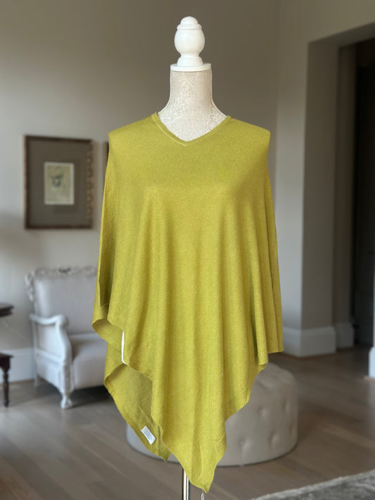 Chartreuse Light-Weight 100% Cashmere Poncho - view 2