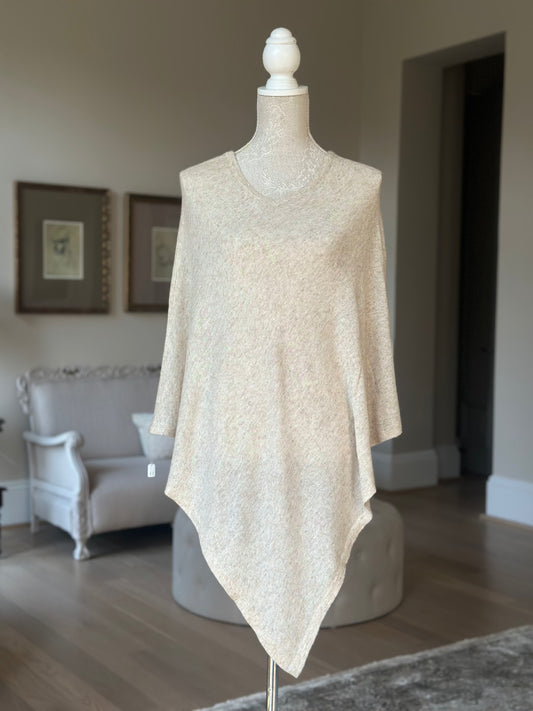 Cashmere Lightweight Poncho (Oatmeal) - Cashmere Poncho - view 2