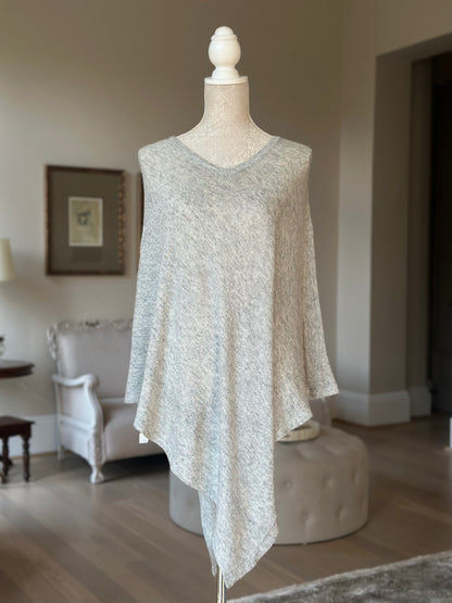 Grey Light-Weight 100% Cashmere Poncho - view 2