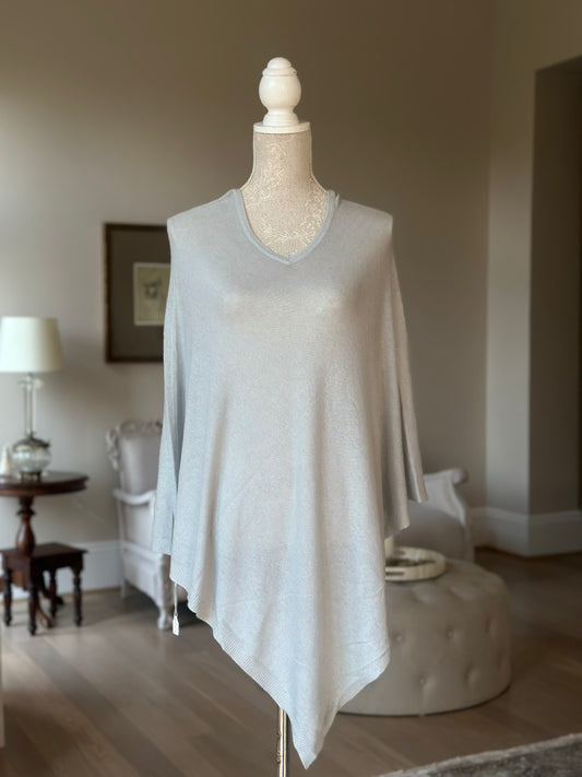 Beacon Grey Light-Weight 100% Cashmere Poncho - view 2