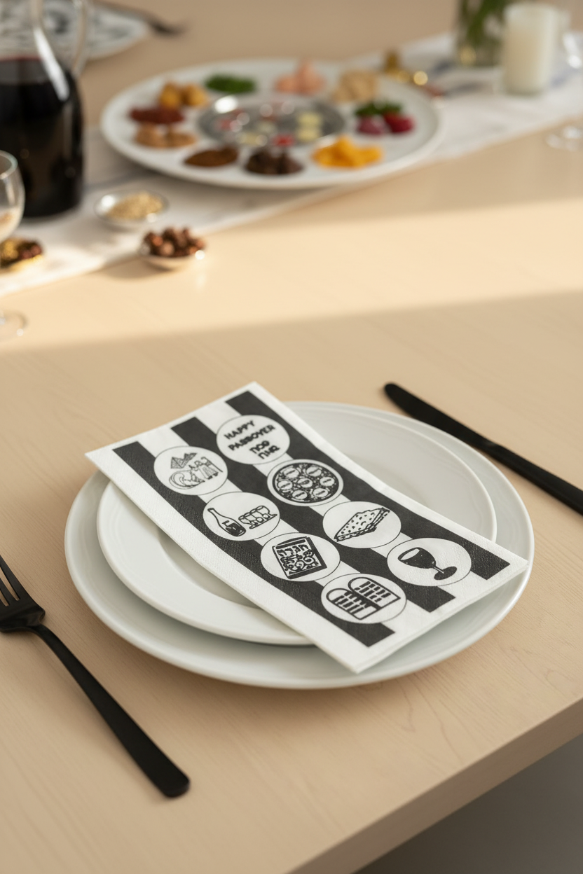 Pesach Black Napkins 20 × 40 cm Set Of 25