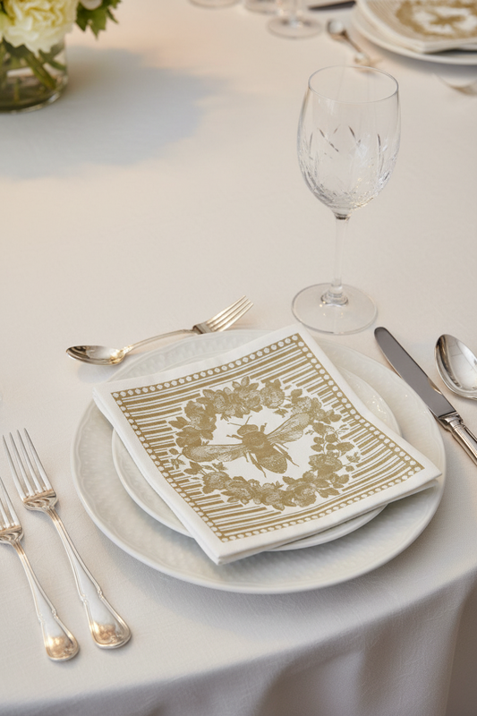 Bee Golden Napkins 40 × 40 cm Set Of 25