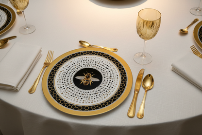 Queen Bee Disposable Paper Placemats – Black & Gold – Set of 24