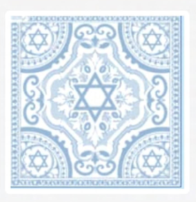 Soft Blue Star Of David Napkins 40 × 40 cm Set Of 25