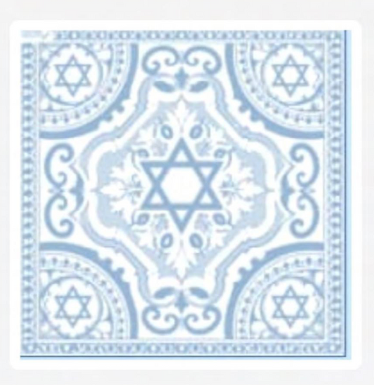 Soft Blue Star Of David Napkins 40 × 40 cm Set Of 25