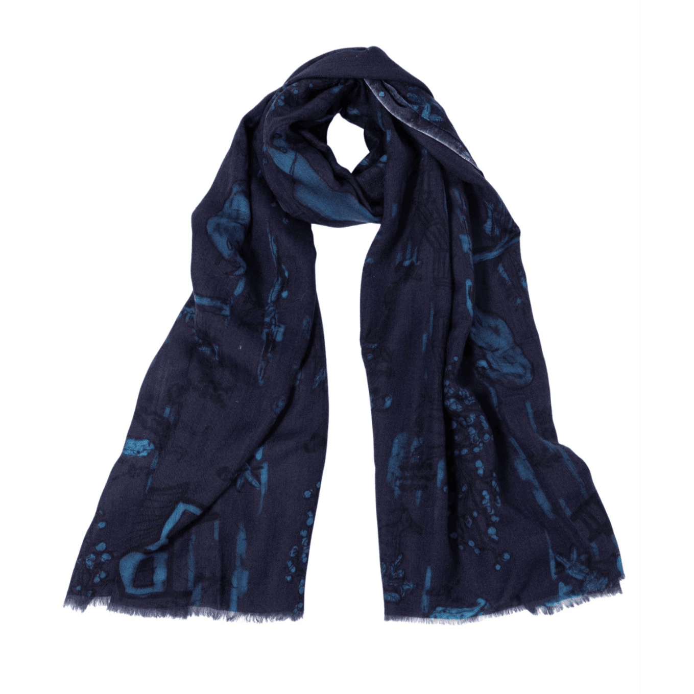 Midnight Toile Scarf - Lalela Scarf - Woolen Scarf