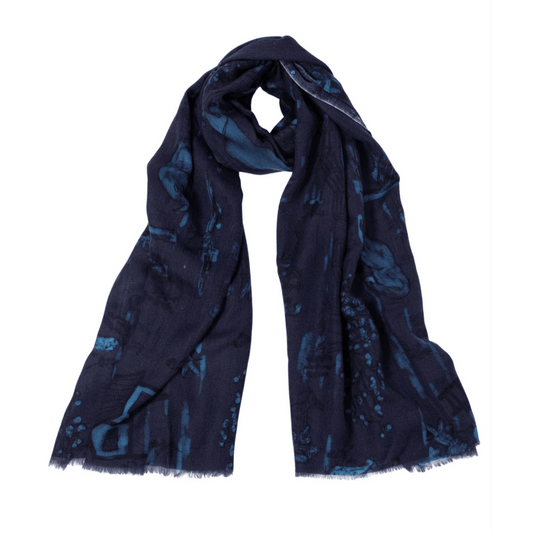 Midnight Toile Scarf - Lalela Scarf - Woolen Scarf