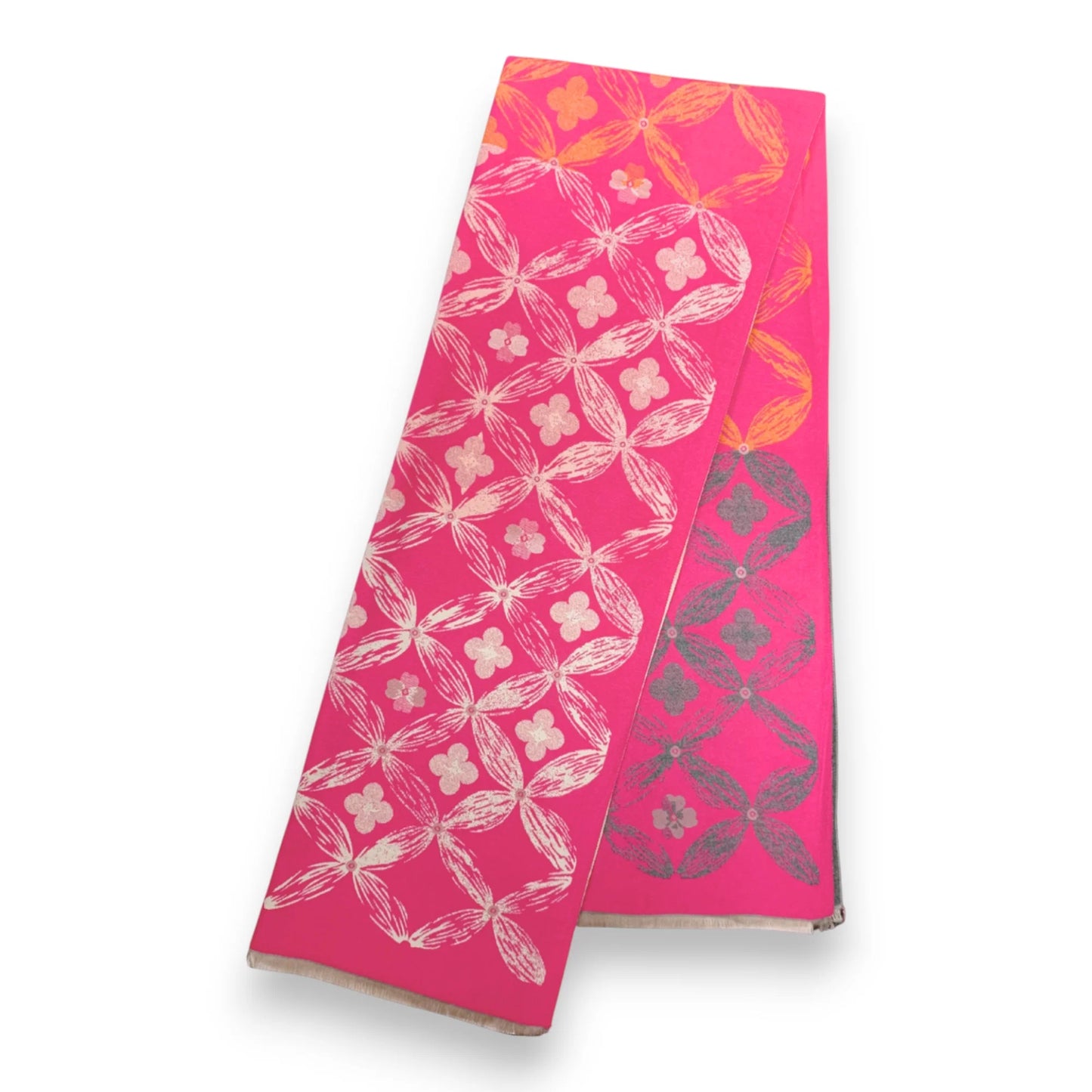 Pink Cashmere Blend Clover Reversible Scarf / Wrap