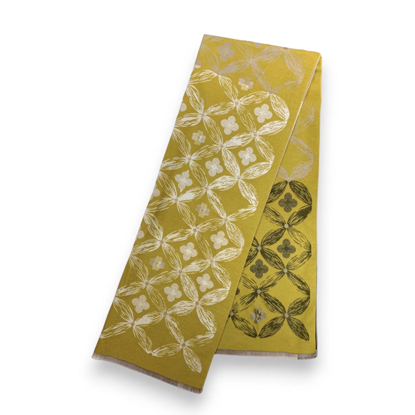 Olive Cashmere Blend Clover Reversible Scarf / Wrap
