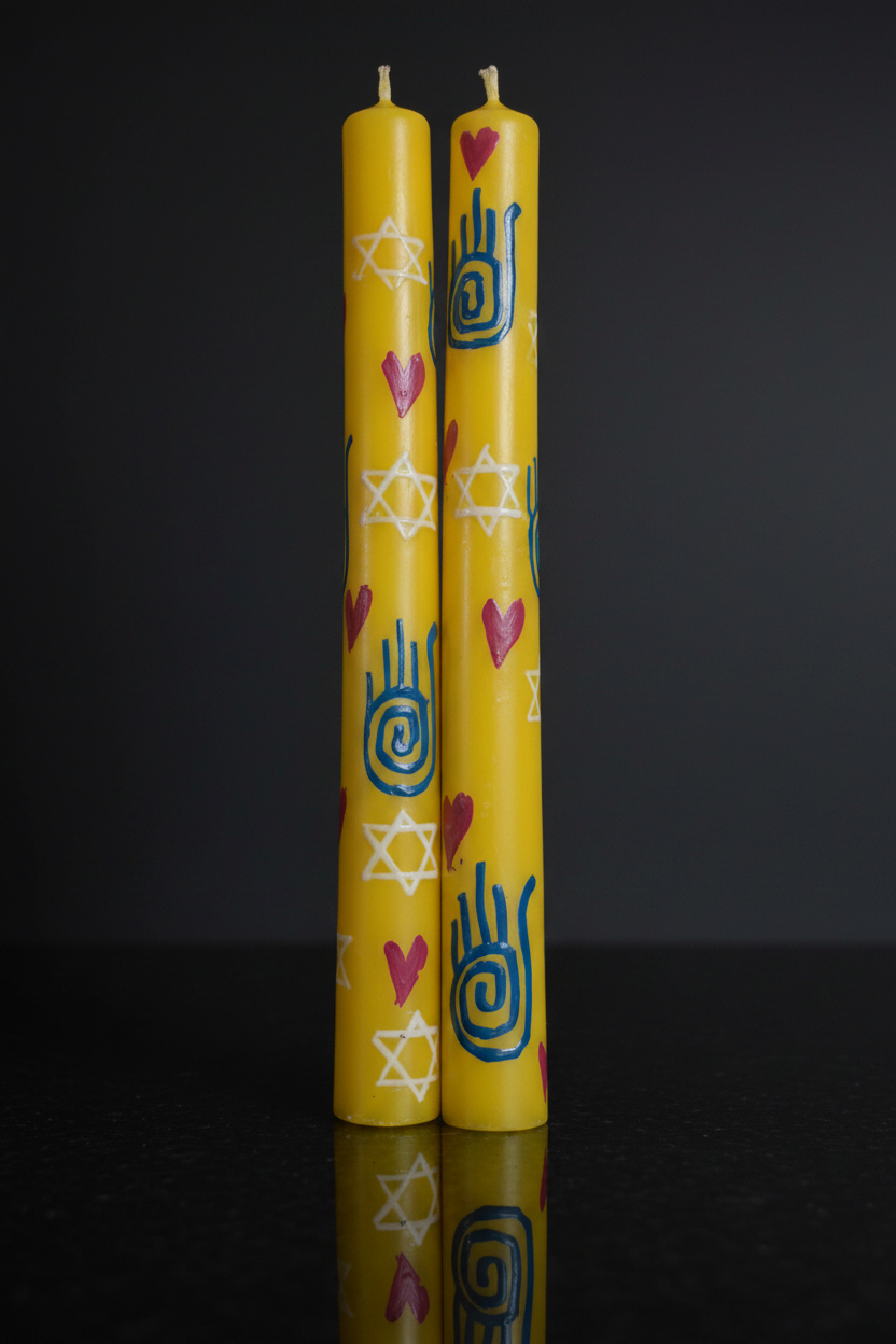 Joy Handpainted dinner candles (set of 2)