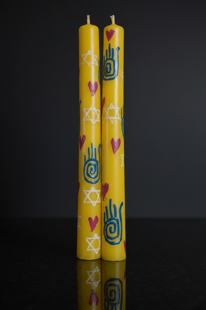 Joy Handpainted dinner candles (set of 2)