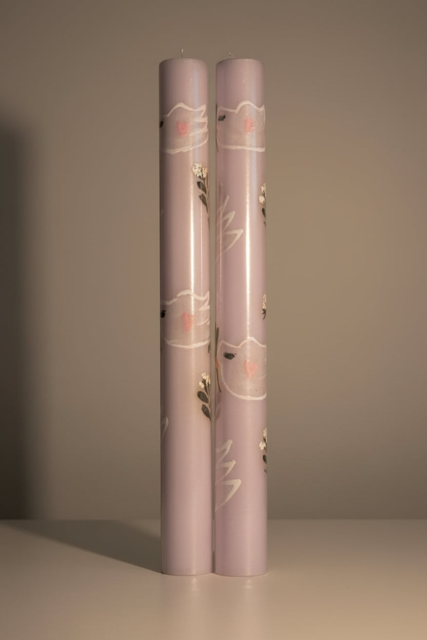 Joy Handpainted dinner candles (set of 2)