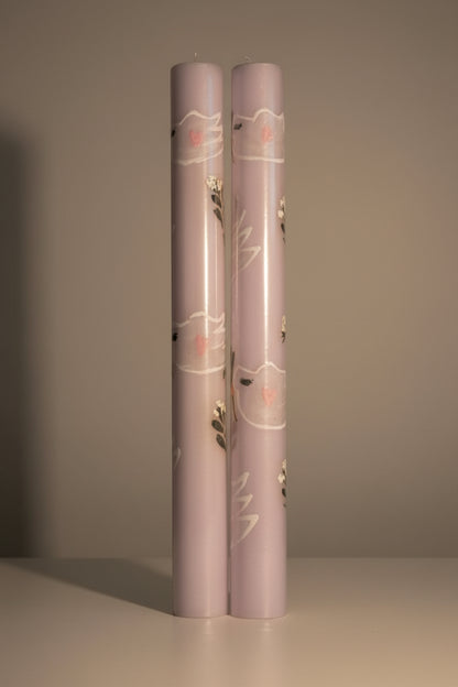 Joy Handpainted dinner candles (set of 2)