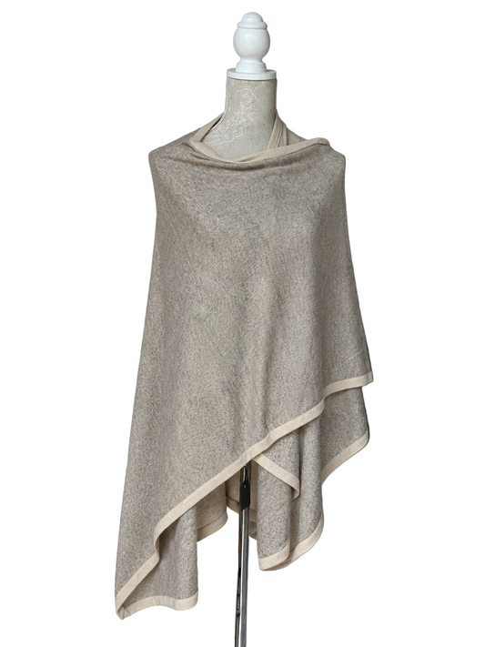 Cashmere Blanket Wrap (Oatmeal With Cream Border) - Cashmere Wrap