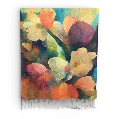 Watercolour Floral Modal Blend Scarf / Wrap - Floral Scarf - view 2