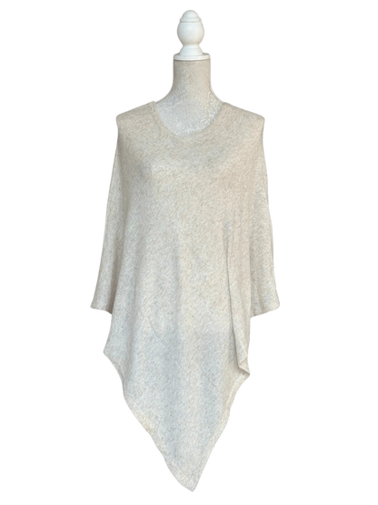Cashmere Lightweight Poncho (Oatmeal) - Cashmere Poncho