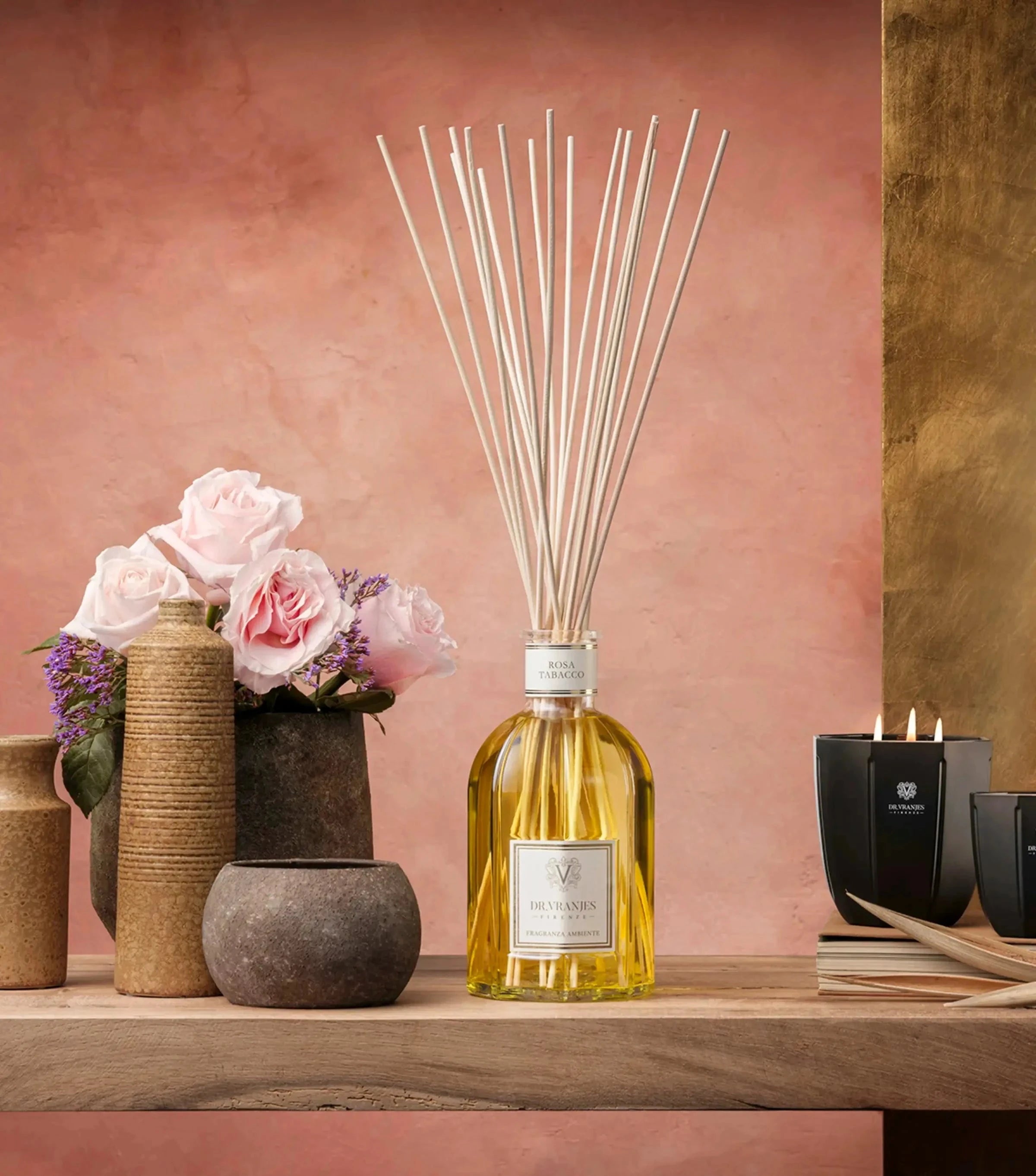 Dr Vranjes home fragrance collection with diffuser and scented products.