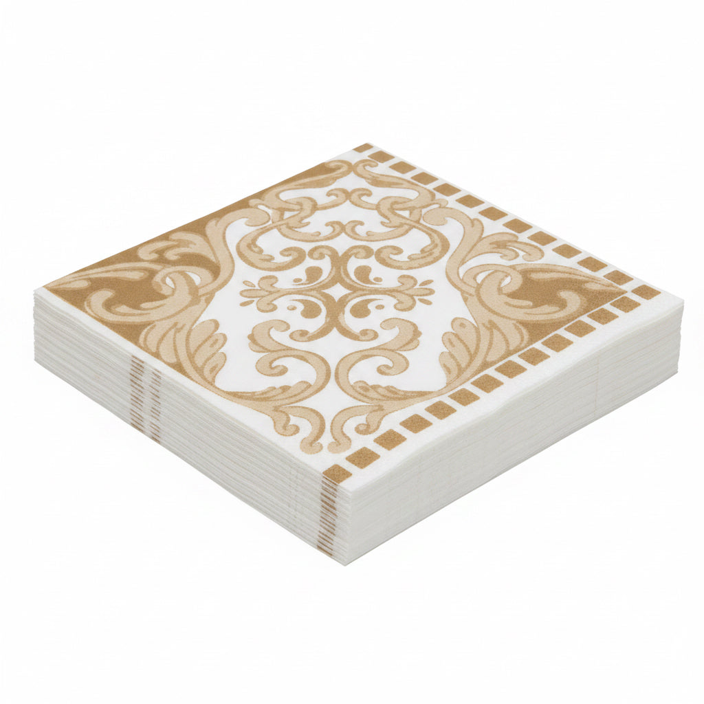 Gold Ornate Napkins 40 × 40 cm Set Of 25