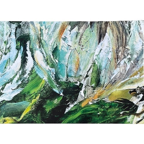 Eclectic abstract floral disposable placemat with painterly green and white botanical brushstrokes on paper