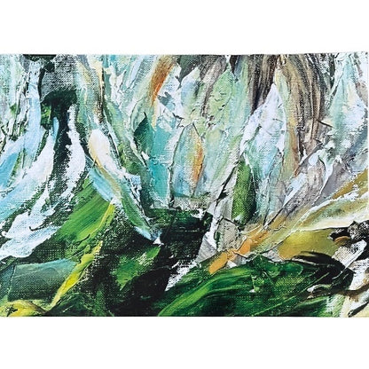 Eclectic abstract floral disposable placemat with painterly green and white botanical brushstrokes on paper