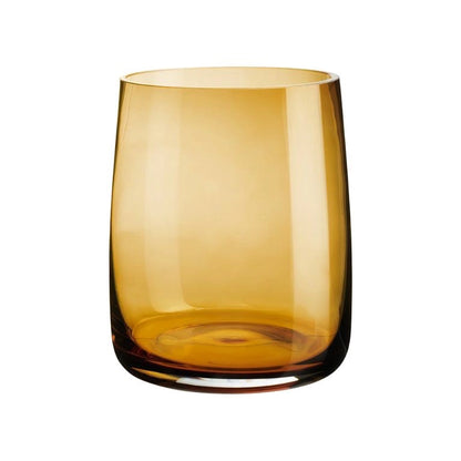 Eclectic ASA Selection Ajana amber mouth-blown glass vase and candle holder with a thick weighted base.
