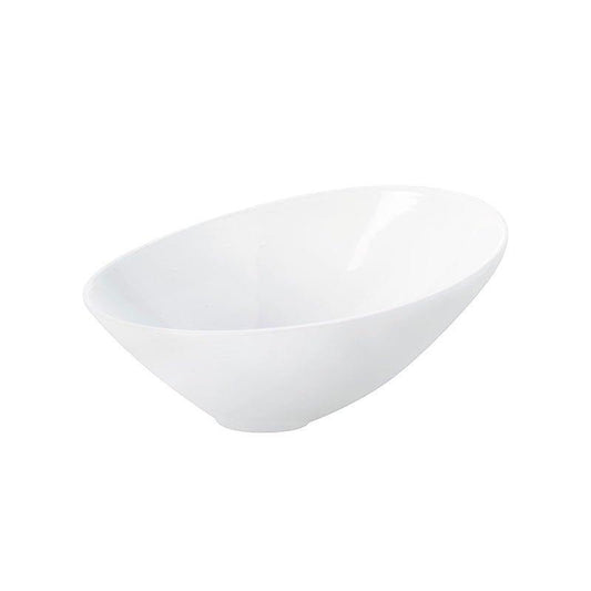 Eclectic ASA Selection Grande asymmetric porcelain bowl in glossy ivory white with a modern slanted silhouette