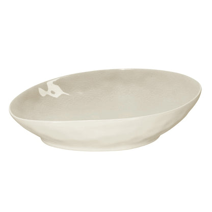 Eclectic ASA Selection A La Maison champagne ceramic stoneware bowl with a textured craquelure glaze finish.