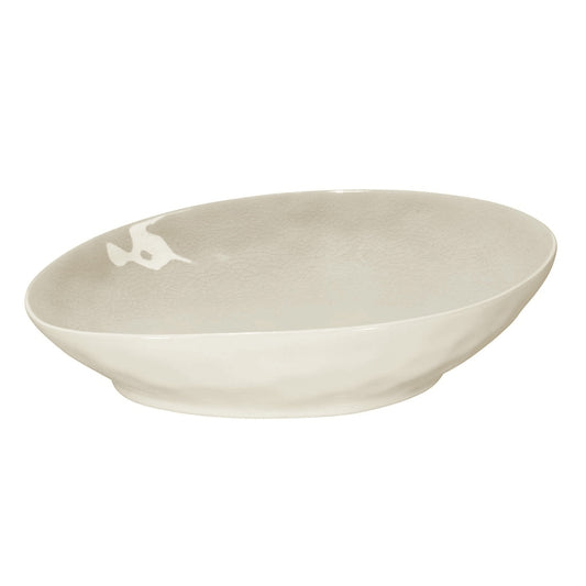 Eclectic ASA Selection A La Maison champagne ceramic stoneware bowl with a textured craquelure glaze finish.